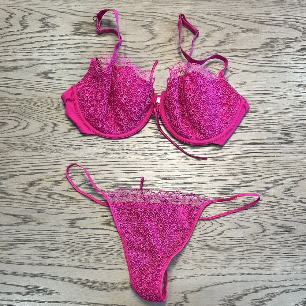 Victoria's Secret Pink Lace Bra and Panty Set